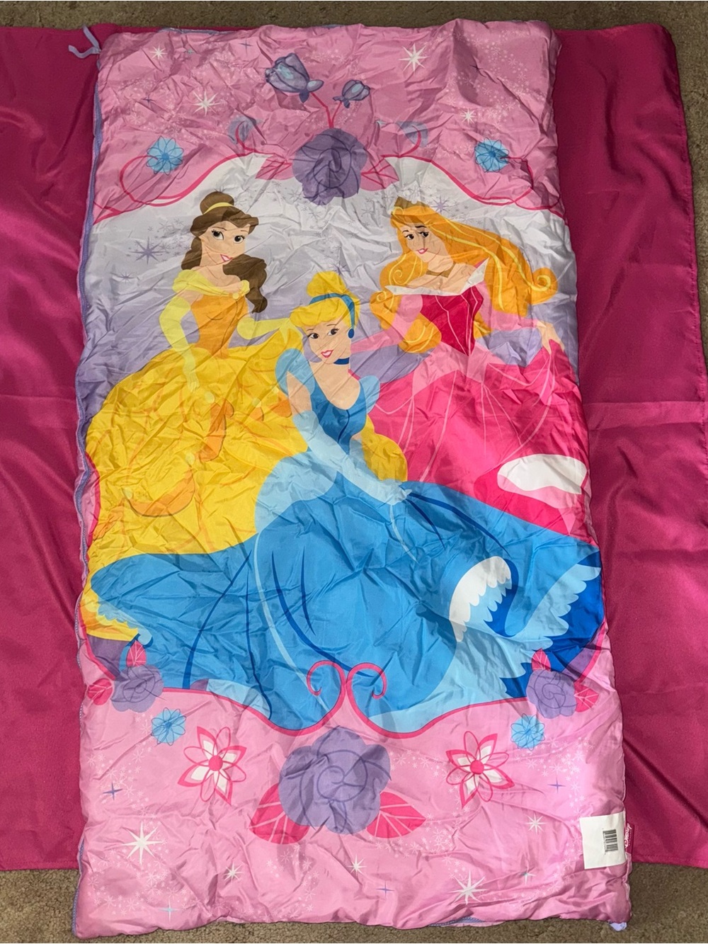 Vintage Disney Princess Sleeping Bag WITH drawstring case *FREE SHIPPING*